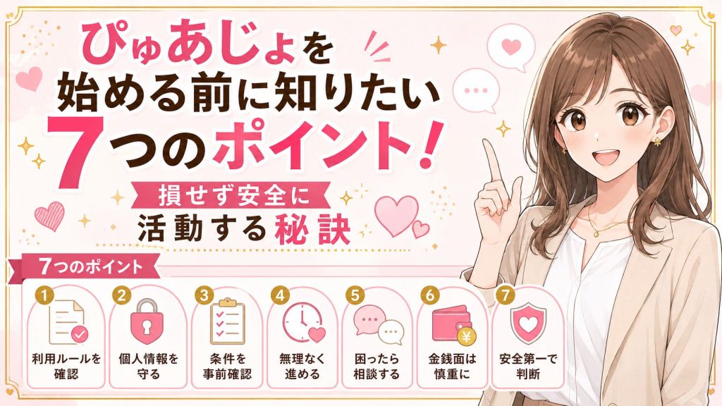 【必読】ぴゅあじょを始める前に知りたい7つのポイント！損せず安全に活動する秘訣