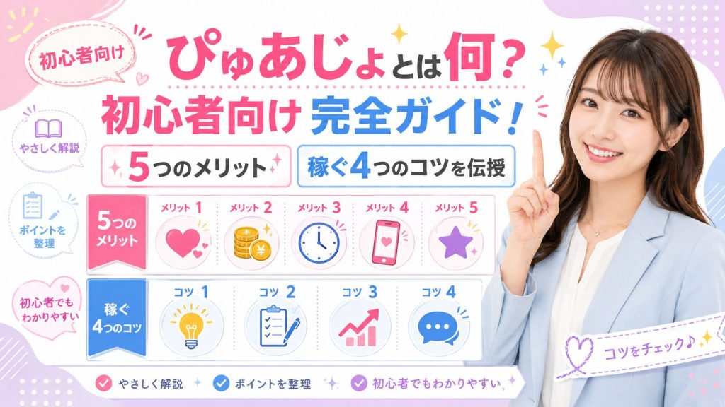 ぴゅあじょとは何?初心者向け完全ガイド!5つのメリットと稼ぐ4つのコツを伝授